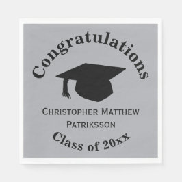 おめでとうございます、クラス20xx卒業、シルバー スタンダードランチョンナプキン