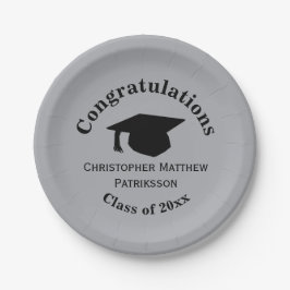 おめでとうございます、クラス20xx卒業、シルバー ペーパープレート