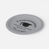 おめでとうございます、クラス20xx卒業、シルバー ペーパープレート (アングル)