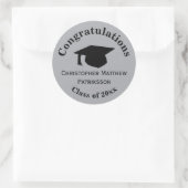 おめでとうございます、クラス20xx卒業、シルバー ラウンドシール (バッグ)