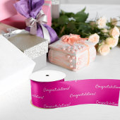 おめでとうございます ホットピンク 白 サテンリボン