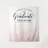 おめでとうございます!ローズゴールドの卒業パーティー タペストリー (正面)