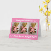 おめでとうございます。三つ子 カード (黄色い花)