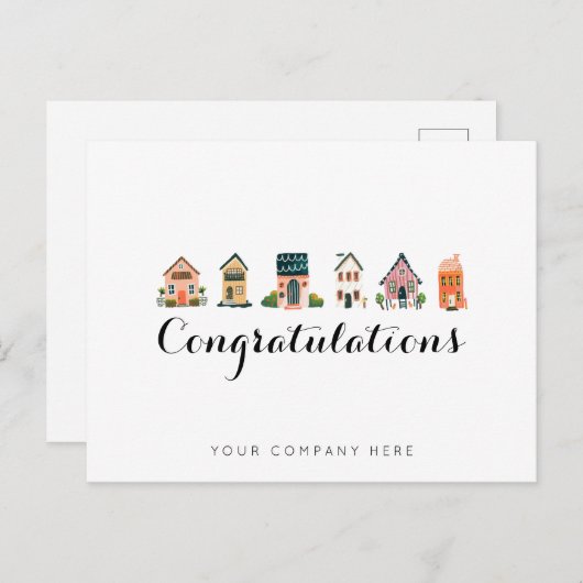 おめでとうございます!不動産新築住宅オーナー ポストカード (正面/裏面)