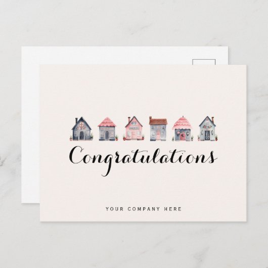 おめでとうございます!不動産新築住宅オーナー ポストカード (正面/裏面)