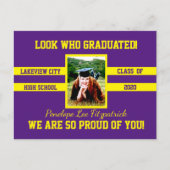 おめでとうございます！卒業おめでとう！あなたの学校の色を選んでください ポストカード (正面)