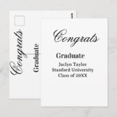 おめでとうございます、卒業おめでとう、大学名、学部名、クラス of  ポストカード (正面/裏面)