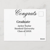 おめでとうございます、卒業おめでとう、大学名、学部名、クラス of  ポストカード (裏面)