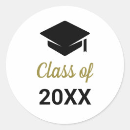 おめでとうございます！卒業クラス 任意の年の卒業帽 ラウンドシール