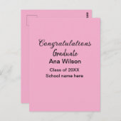 おめでとうございます、卒業生の名前を追加してください。クラス、年、学校 ポストカード (正面/裏面)