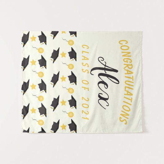 おめでとうございます!卒業生カスタマイズ名前、 タペストリー (正面(横))