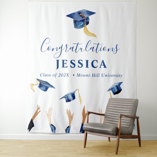 おめでとうございます!卒業生バックドロップ写真ブース タペストリー (インサイチュ)