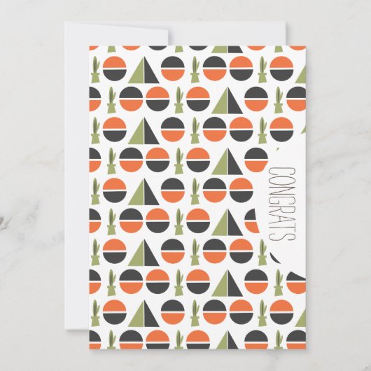 おめでとうございます！卒業生向けのユニークなデザインのサボテンと山 カード (正面)