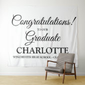 おめでとうございます 卒業生 カスタム ブラック スクリプト テキスト タペストリー (インサイチュ(横))