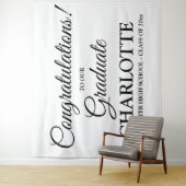 おめでとうございます 卒業生 カスタム ブラック スクリプト テキスト タペストリー (インサイチュ)