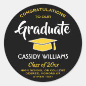 おめでとうございます 卒業生 ブラック ゴールド 卒業式 ラウンドシール (正面)