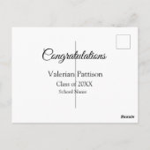 おめでとうございます　卒業生　学校名を追加　シンプル モダン ポストカード (裏面)