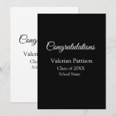 おめでとうございます　卒業生　学校名　シンプル　モ 招待状 (正面/裏面)