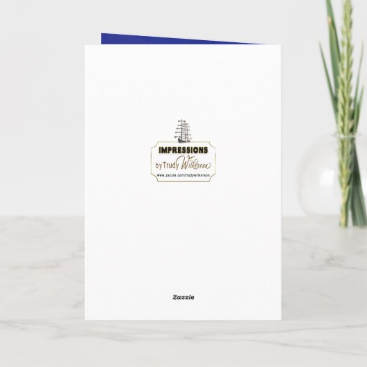 おめでとうございます、卒業生、帆を付けた船、夜 カード (裏面)