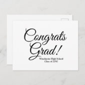 おめでとうございます 卒業生 白 黒 カスタム 学校 クラス 年度 ポストカード (正面/裏面)