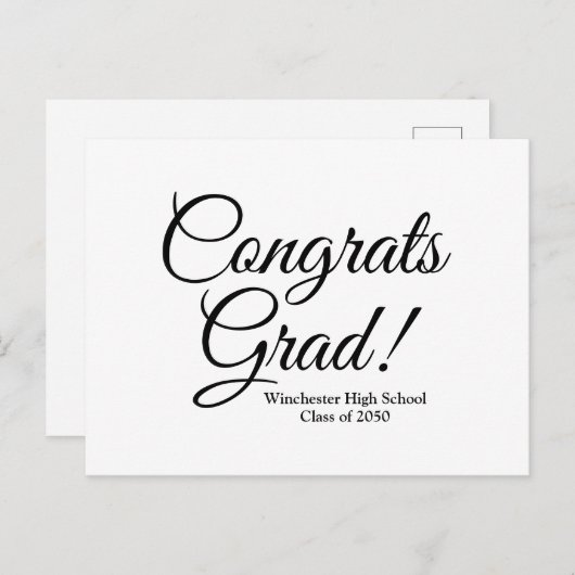 おめでとうございます 卒業生 白 黒 カスタム 学校 クラス 年度 ポストカード (正面/裏面)