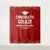 おめでとうございます！卒業生 赤金 卒業パーティー 背景 タペストリー (正面)
