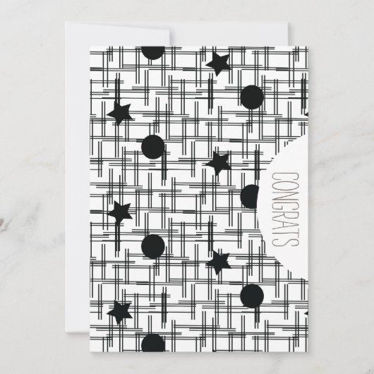 おめでとうございます 卒業 抽象 モノクローム スター カード (正面)