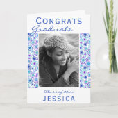 おめでとうございます 卒業 花柄 フォト 卒業祝い カード (正面)