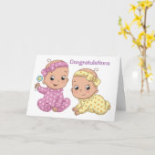 おめでとうございます、双子の娘の誕生 カード (黄色い花)