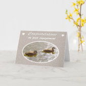 おめでとうございます、婚約の木のアヒル カード (黄色い花)