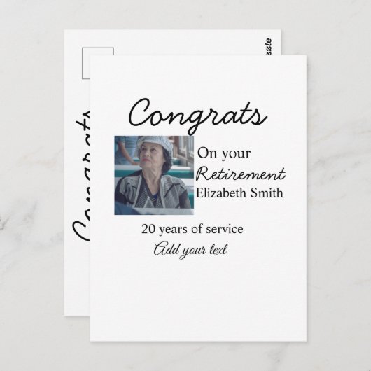 おめでとうございます 引退 フォト 名前 日付 mi を追加 ポストカード (正面/裏面)