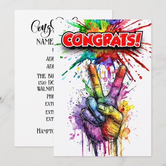 おめでとうございます 招待状 (正面/裏面)