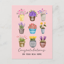 おめでとうございます!新しいお家のオーナー様へ ボヘミアンスタイルの植物イラスト ポストカード