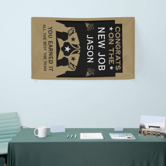 おめでとうございます!新しい職場でのご活躍を心よりお祝い申し上げます 横断幕 (トレードショー)