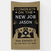 おめでとうございます！新しい職場でのご活躍を心より願っております 横断幕 (縦)