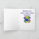 おめでとうございます。新しい色のパグ カード (内部)