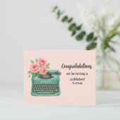 おめでとうございます 新しい著者 タイプライター ポストカード (スタンド正面)
