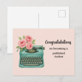 おめでとうございます 新しい著者 タイプライター ポストカード (正面/裏面)