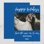 おめでとうございます。新しいMr&M.フォト、ブルー シーズンカード (正面/裏面)