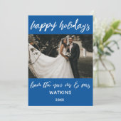 おめでとうございます。新しいMr&M.フォト、ブルー シーズンカード (スタンド正面)