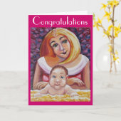 おめでとうございます – 新生児カード カード (黄色い花)