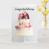 おめでとうございます – 春結婚フローラのケーキ カード (黄色い花)