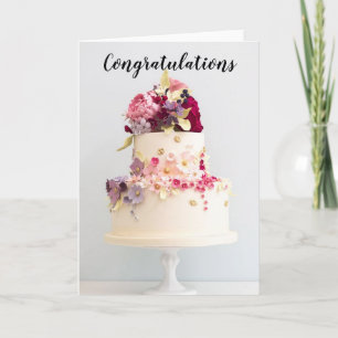 おめでとうございます – 春結婚フローラのケーキ カード