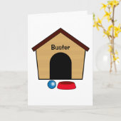 おめでとうございます。犬の家の名前はカスタマイズ可能 カード (黄色い花)