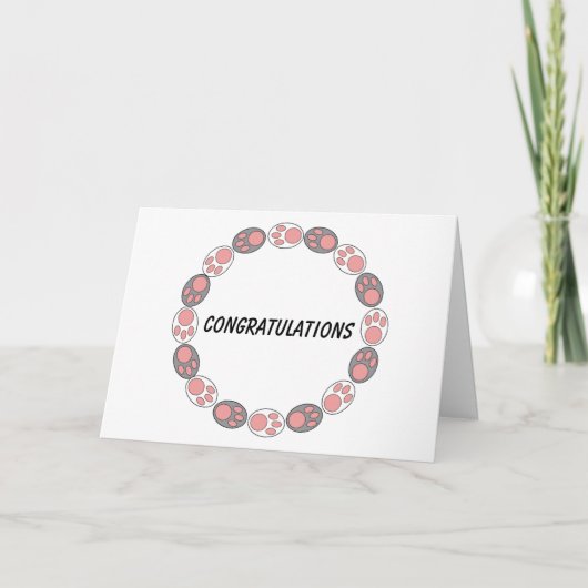 おめでとうございます。猫の足おもしろいがパーソナライズ カード (正面)