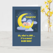 おめでとうございます。男の赤ちゃんムーンスターズ·ジョイ カード (黄色い花)