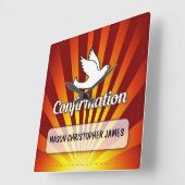 おめでとうございます。確認鳩、金ゴールド、赤時計 スクエア壁時計 (傾斜)