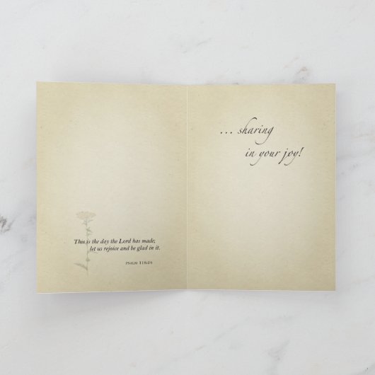 おめでとうございます、自然野生の花、宗教的 カード (内部)