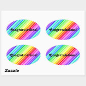 おめでとうございます – Oval Rainbow Sticker 楕円形シール (シート)