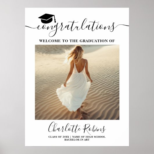 おめでとうございますBoho卒業式ウェルカムフォトサイン ポスター (正面)